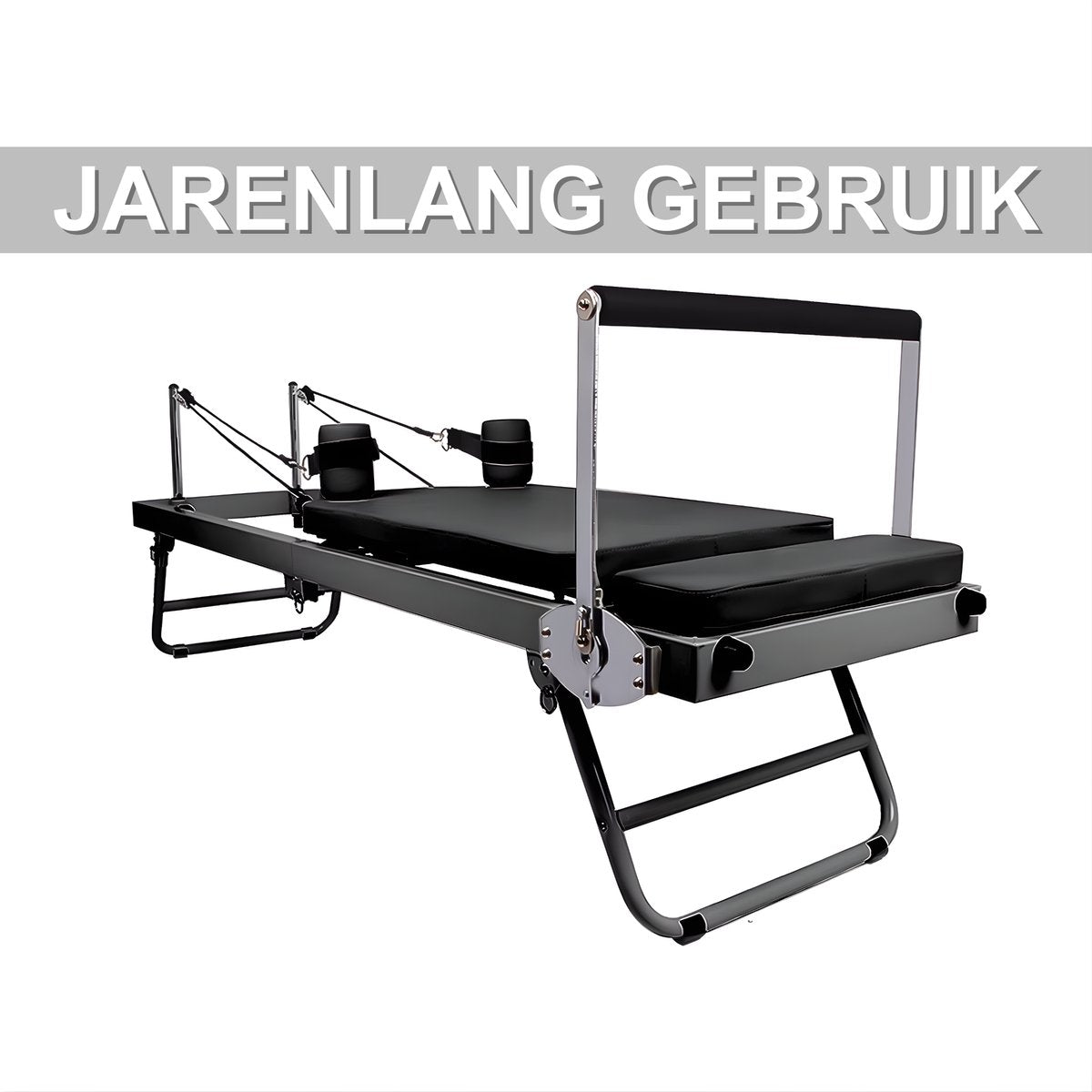 Pilates Reformer - Professioneel fitnessapparaat - Pilates board - Voor thuisgebruik en krachttraining - Verstelbaar en opvouwbaar - Compact - Zwart