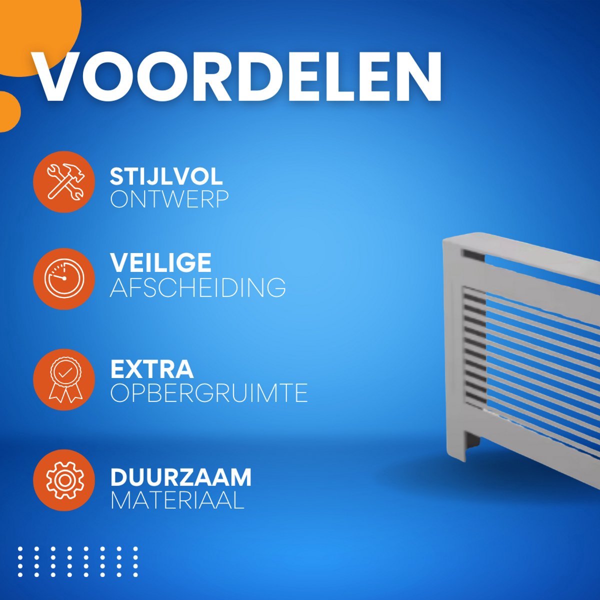 Grandiose Radiatorombouw - 111x92 cm - Ombouw rooster - Horizontale panelen - MDF - Stijlvol - Grijs