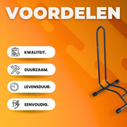 Fietsenstandaard 1 Fiets - Fietsenrek - Voor Fietsopslag en Parkeren - Vergrendelbaar & Omkeerbaar Ontwerp - Zwart Metaal