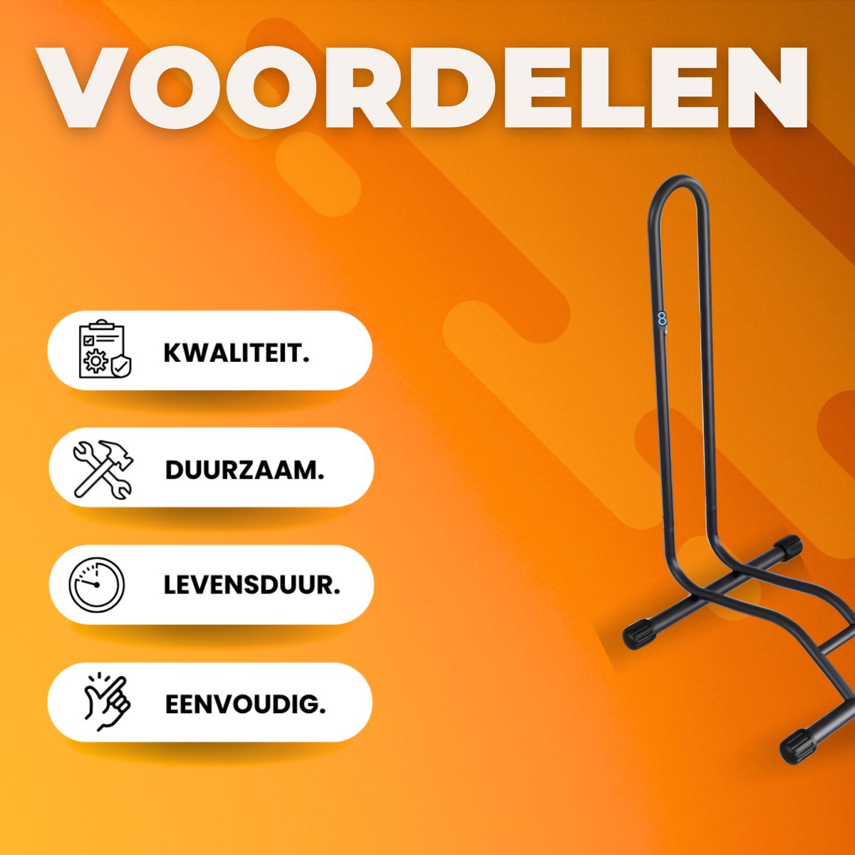 Fietsenstandaard 1 Fiets - Fietsenrek - Voor Fietsopslag en Parkeren - Vergrendelbaar & Omkeerbaar Ontwerp - Zwart Metaal