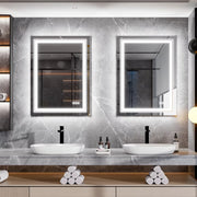 Novalio Badkamerspiegel - 80x60cm - Geen condens - Met verwarming en LED verlichting - Touchpad - Spiegel voor badkamer - Rechthoekig