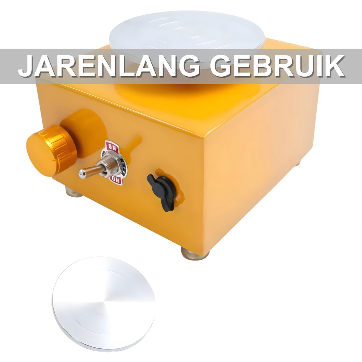 Mini pottenbakkersschijf - Draaischijf - Pottenbakken - Voor keramiek en klei - Elektrisch - Geel