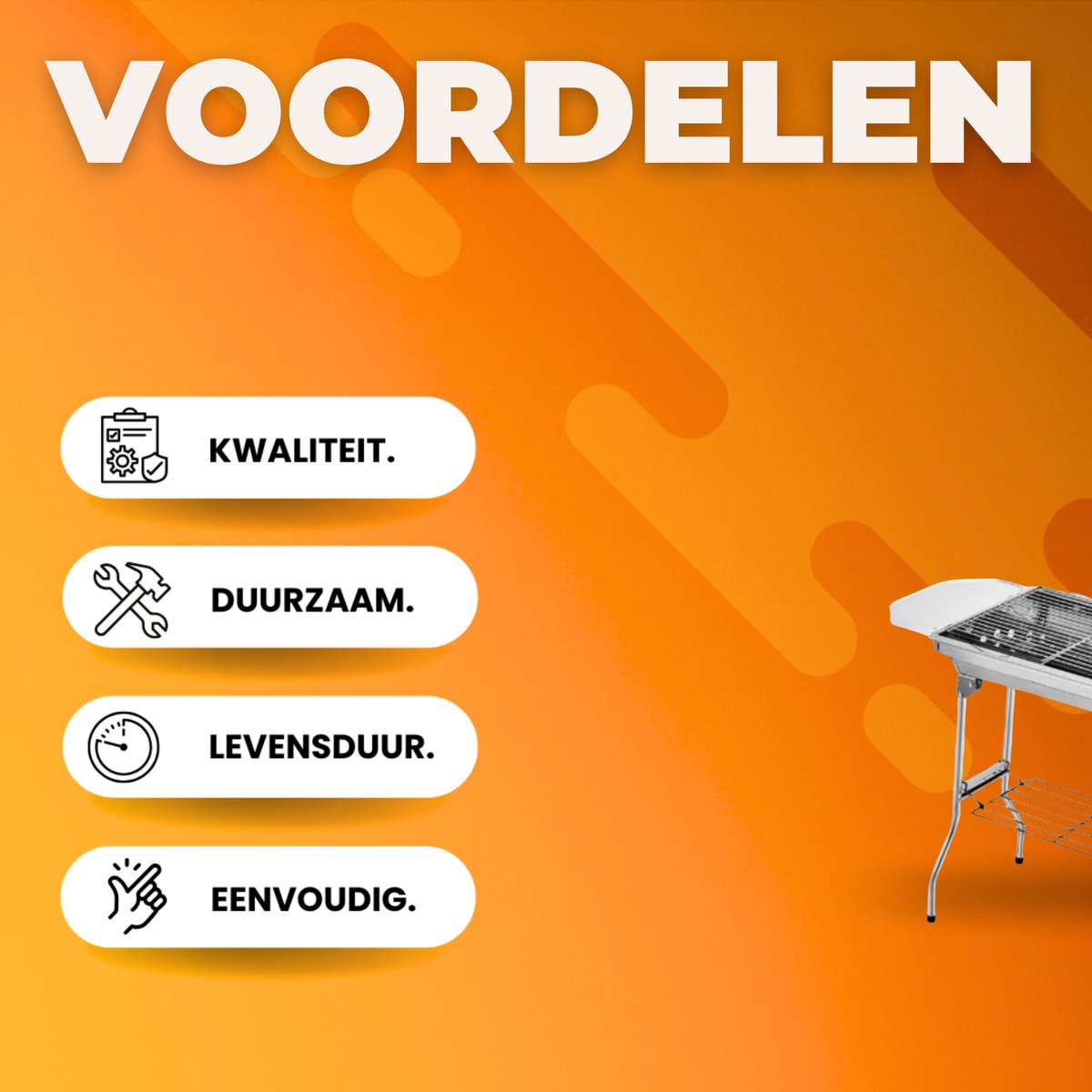 Draagbare opvouwbare houtskoolgrill - Kampeergrill - Barbecue - Voor picknick, festival, camping en feest - Roestvrijstalen rechtopstaande grill met anti-aanbakpan