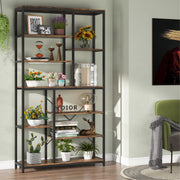 Boekenkast industrieel - Voor woonkamer, slaapkamer of kantoor - Opbergkast - 200cm - Vakkenkast - Bruin