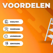 Aluminium Trapladder - 3-treden - Keukentrap - Huishoudtrap - Voor Huishoudelijk Gebruik - Veilig & Lichtgewicht Opstapje - Met Brede Stappen & Vouwbaar Design