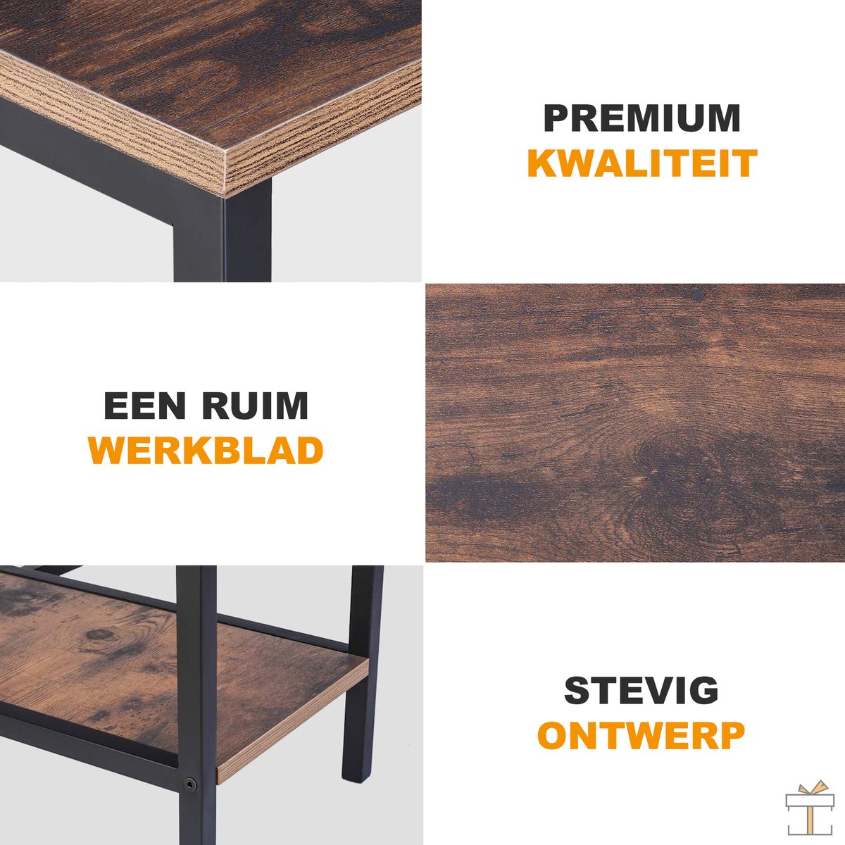 Hoekbureau - Computerbureau - Gaming - Industrieel - Desk - Black friday - Sinterklaas - Kerstcadeau