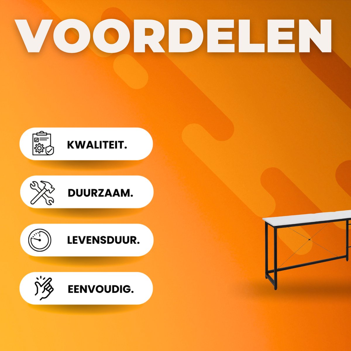L-Vormig Thuis Bureau 167 cm - Voor Kantoor, Thuiswerk & Gaming - Stabiel Workstation - Wit