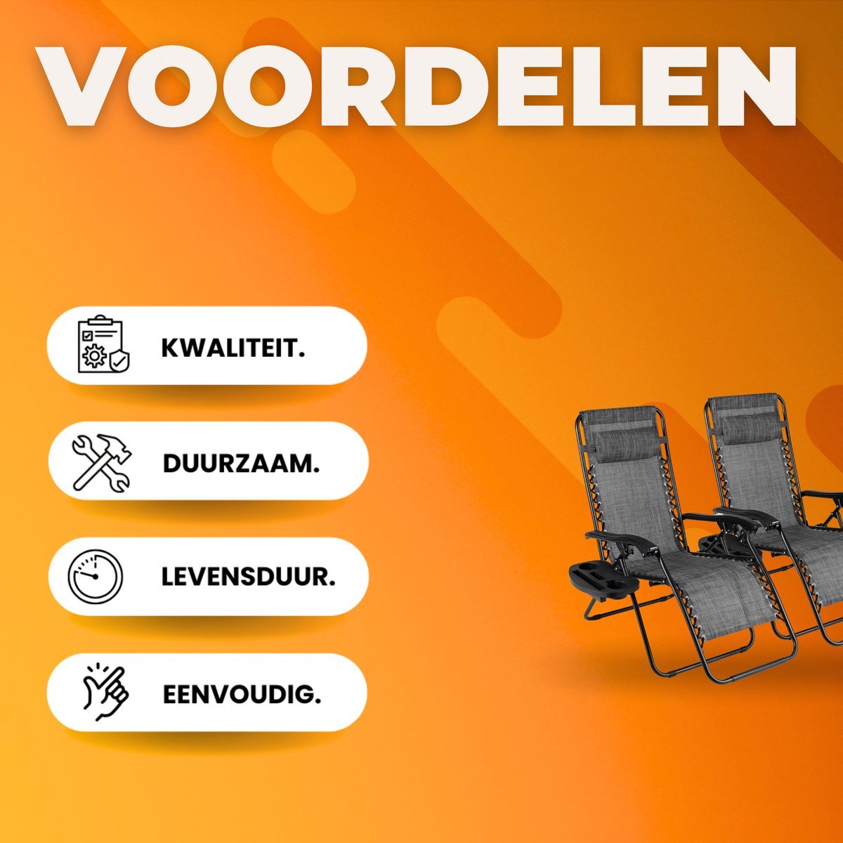 Opvouwbare stoel Valora verstelbare stalen gaas - Zero Gravity lounge stoel - Fauteuils met kussens en bekerhouder - Grijs - 2 stuks