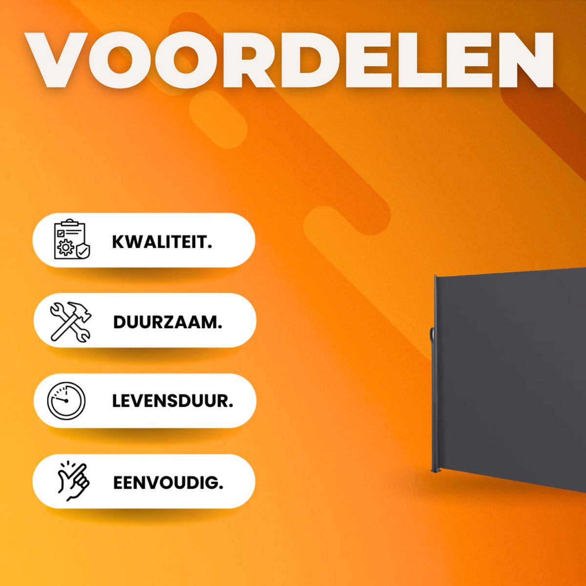 Zijluifel - Windscherm - Tuinschem - Zonnescherm - Intrekbaar - Voor Tuin, Buitenzwembad, Patio & Terras - Zwart - 3x1.6m