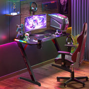 Gaming bureau Nevio - Met LED verlichting - 140cm desk - Metalen poten