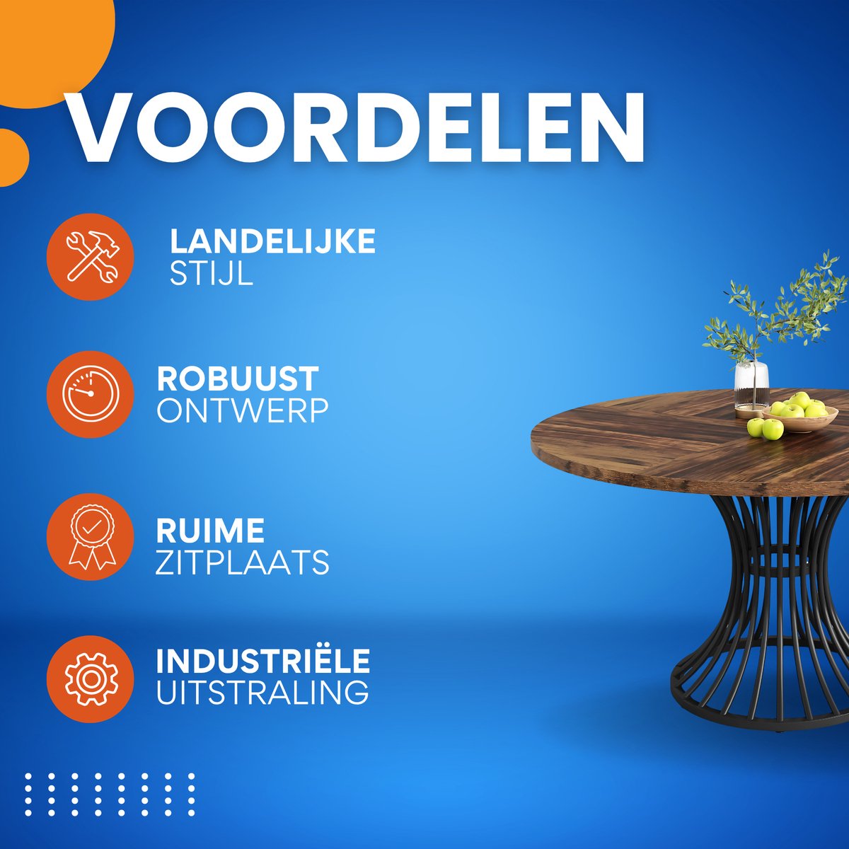 Ronde Eettafel Zurich - Voor 4 personen - 120cm - Voor Keuken of eetkamer - Hout