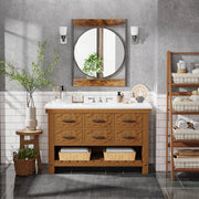 Wandspiegel Aurelio - Grote Rechthoekige Spiegel - Houten & Metalen Frame - Industrieel Design - Voor Badkamer, Woonkamer & Entree