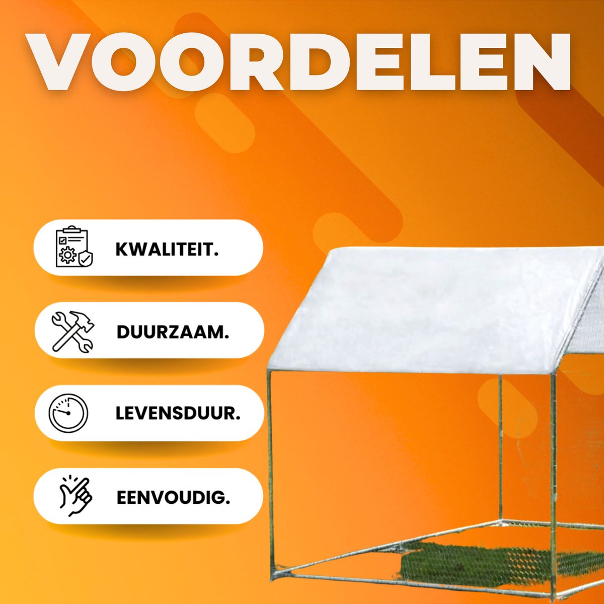 Luxe Kippenhok - Kippenren voor buiten - Buitenren - 4 x 3 x 2 m - Ren - Kippenkooi - PE-zeildoek - Zonwerend Gevogeltehok