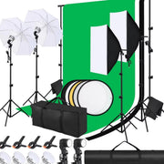 Fotostudio set Fioren - Softbox - Studiolamp - Fotobox - Studiolamp - Greenscreen met achtergrond systeem - Statief - 300x200cm