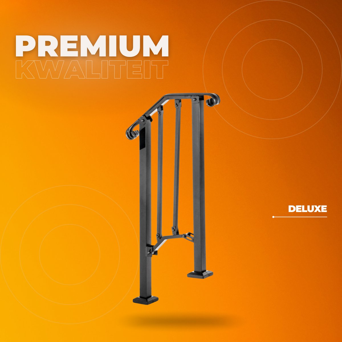 Trapleuning - Balustrade voor 1-2 tredens - Houders - Leuningen voor Trappen - Staal - Met trapleuninghouders