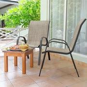 Tuinstoelen voor Buiten - Tuinstoelen met Teslin-stof Flex Comfort Materiaal en Staal-Ijzeren Frame, Hoge Rugleuning - Bruin - 6 stuks