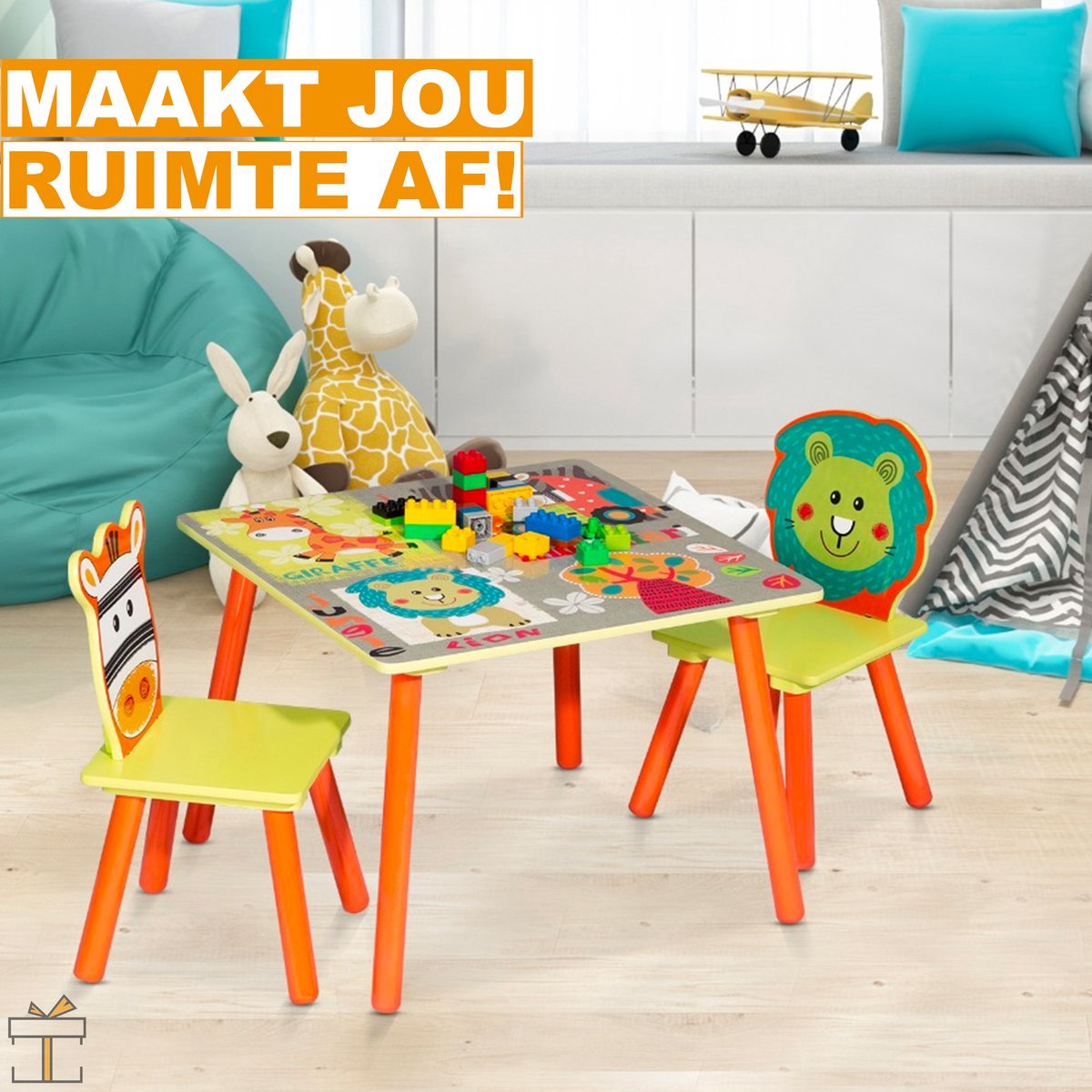 Bolt Edge Kindertafel - Koeienprint - Met 2 stoeltjes - Kindermeubel deluxe