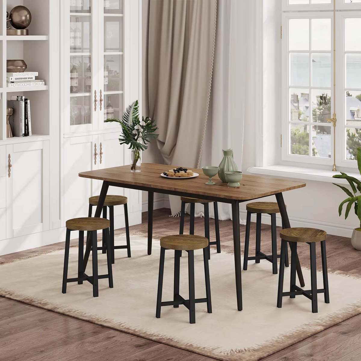 Eetkamerkrukken Vintaro - Set Stoelen - Industriële Stijl - Metalen Poten - Voor Eetkamer, Keuken, Restaurant & Café