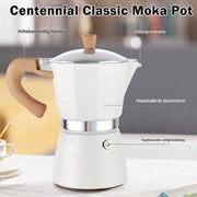 Espresso Tavien - koffiemaker - Wit - Percolator - Moka pot - Met Koffiemolen - Camping en thuisgebruik
