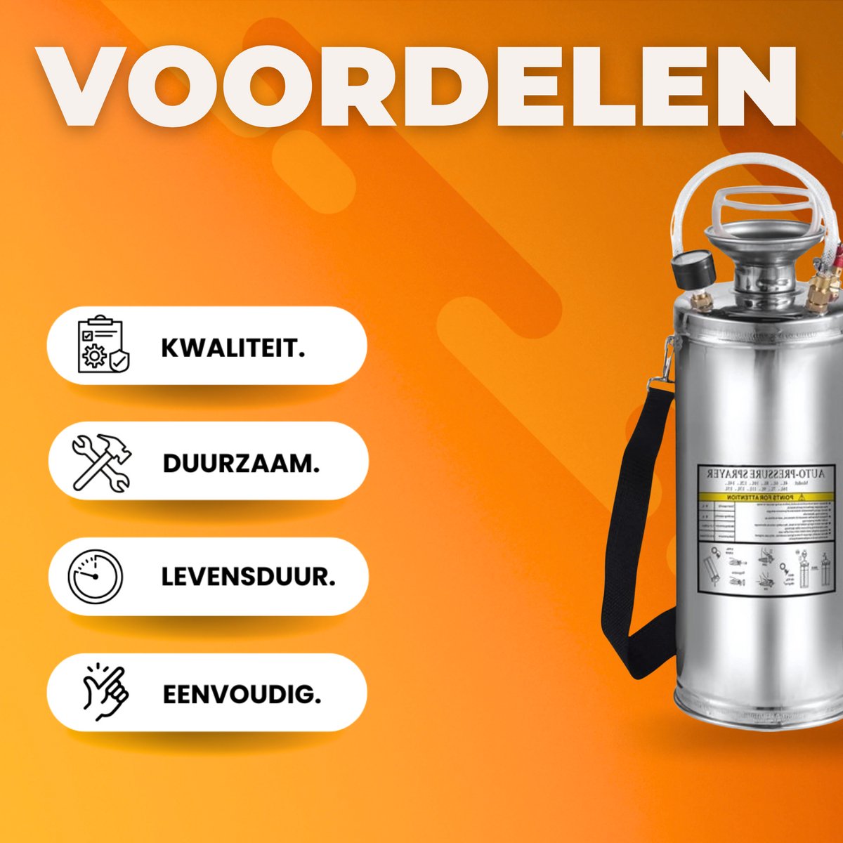 Onkruidsproeier - Rugspuit 8L - RVS Druksproeier - Onkruidspuit - Ergonomisch - Variabele Spraykop