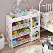 Speelgoedopbergkast – Kinderspeelkamer - Kinderboekenkast – Voor kinderen in kinder- of speelkamer – 9 opbergruimtes voor speelgoed en boeken – Hout, wit