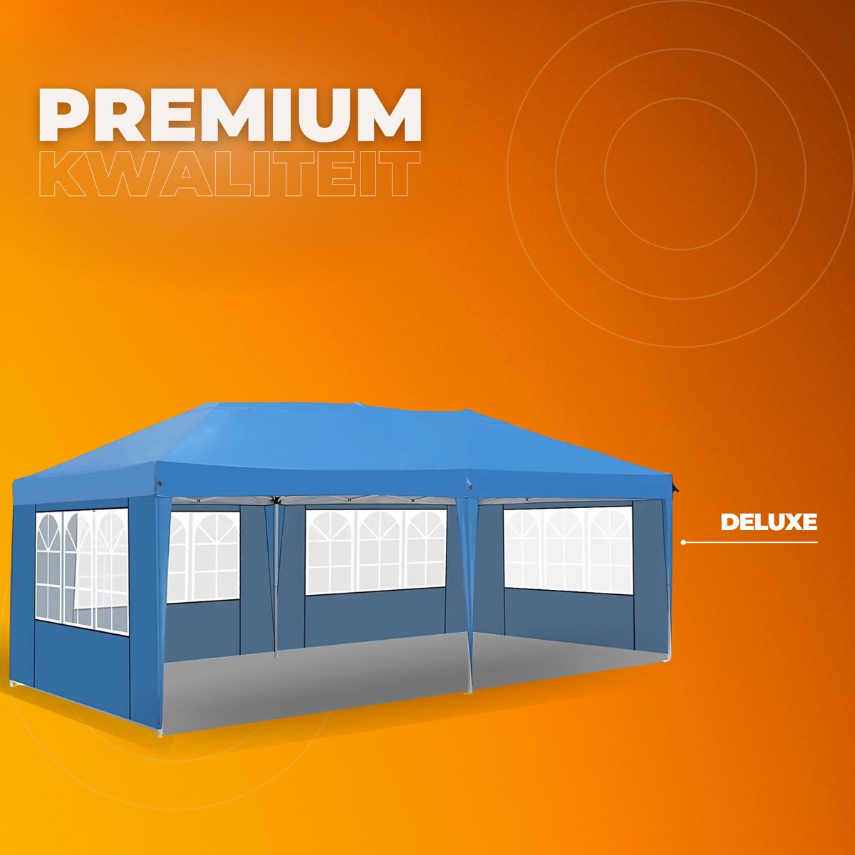 Partytent met zijwanden - 300x600cm - Opvouwbaar - Blauw - 420D Oxford Doek - Easy up - Paviljoen - Waterdicht weerbestendig - In hoogte verstelbaar