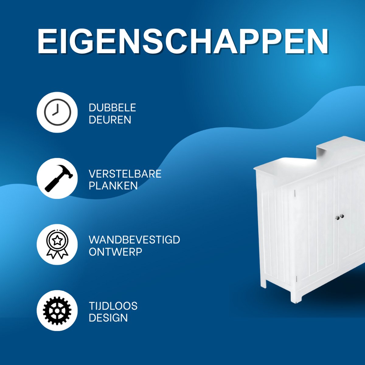 Wastafelonderkasten deluxe - Badkamerkast - Badkamermeubel - Wastafelkast - Wit