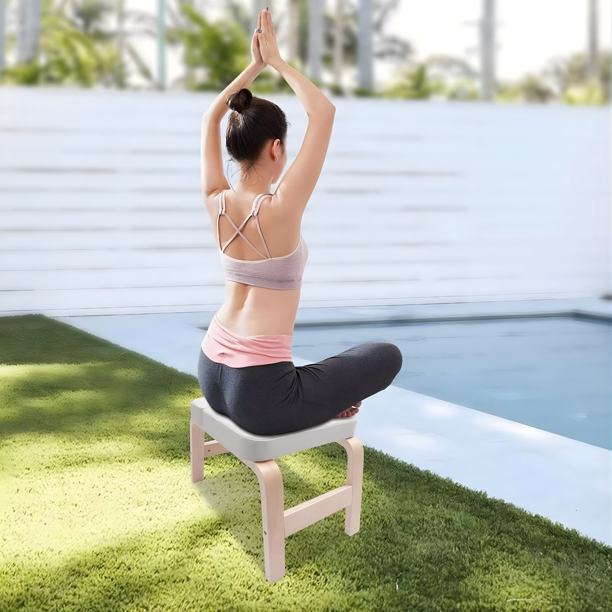 Yoga Stoel - Yoga kruk -Hoofdstandbankje - Meditatie bankje – Voor Hoofdstand & Training – Draagbaar tot 200 kg - Wit
