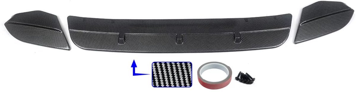 Frontlip TurboX - Voorbumper Spoiler Lip - Voor BMW X3M F97/X4M F98 (2019-2022) - Gloss Zwart/Koolstofvezel Look - Auto accessoires
