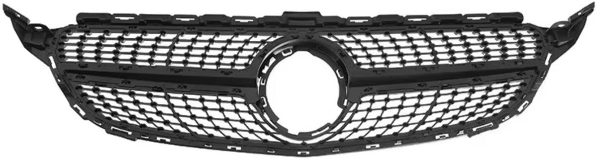 Stratos DiamantGrille - Voorbumper Grille - AMG Diamant Stijl - Gloss Zwart - Voor Mercedes C-Klasse W205 (2018+) - Auto Accessoires