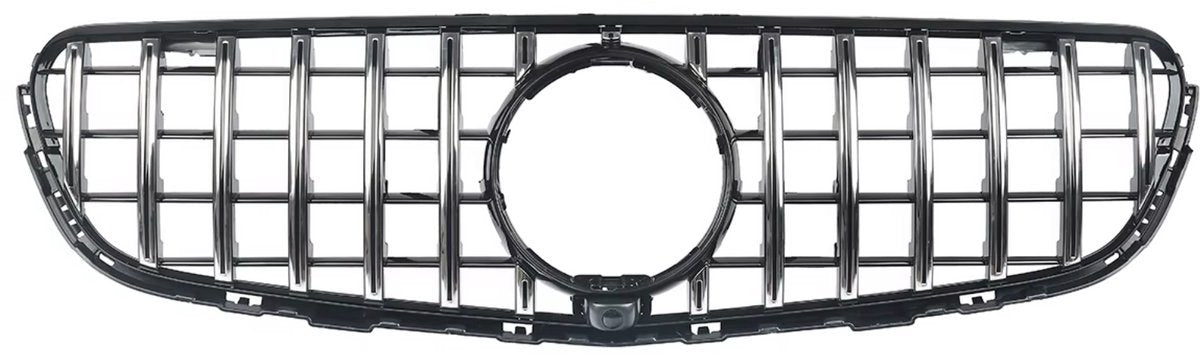 Bumpergrille Straton - Chroom/Zwart - Met Camera Gat - Voor Mercedes GLC C253/X253 (2016-2019) - Racing Bumper Grill
