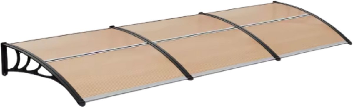 Deurluifel 270cm - Voordeurluifel - Zwart/bruin - Gebogen - Zonnescherm - Balkon luifel - Buitenluifel