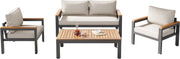Tuinmeubelset - Loungeset - Tuinlounge Lounge Set - Stevig Gegalvaniseerd Stalen Frame - Acaciahout Tafel en Armleuningen - Beige Kleur