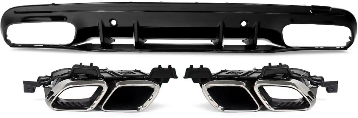 Achterdiffuser met Uitlaattips - Voor Mercedes C-Klasse W205 Sedan AMG-Line (2014-2021) - Auto Accessoires
