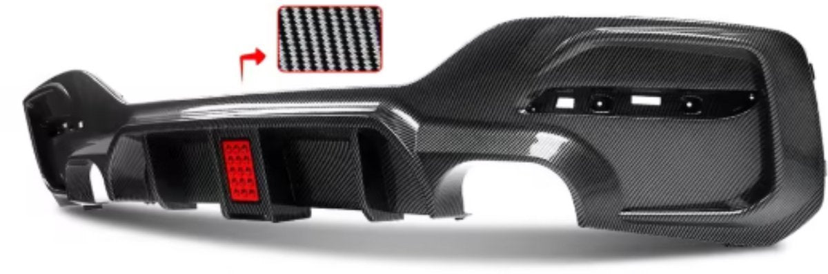Diffuser LEDline - Achterlip Diffuser Spoiler - Voor BMW 1 Serie F20/F21 M135i/M140i (2015-2018) - Met Remlicht - Glanzend Zwart - Auto accessoires