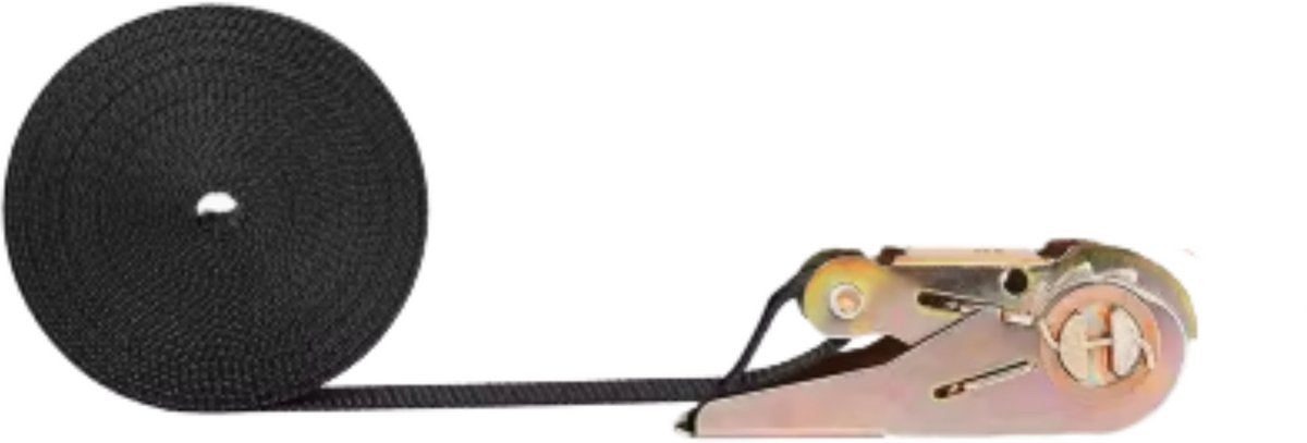 Harde Spanbanden - Sjorbanden - Ratel Spanbanden - Zwart - 10 stuks - 6 m x 25 mm