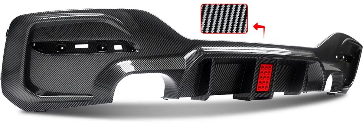 Achterlip Diffuser Spoiler Deluxe - Met Remlicht - Voor BMW 1 Serie F20/F21 M135i/M140i (2015-2018) - Glanzend Zwart - Auto accessoires
