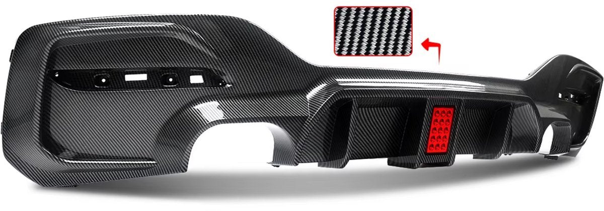 Diffuser LEDline - Achterlip Diffuser Spoiler - Voor BMW 1 Serie F20/F21 M135i/M140i (2015-2018) - Met Remlicht - Glanzend Zwart - Auto accessoires