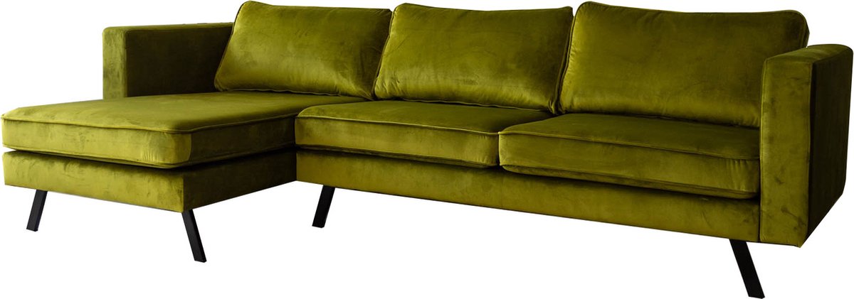 Happyment Hoekbank Deluxe - Olijf groen - 3 zits - bank - loungebank - lichtgrijs - 150x270 cm - Olijf Groen