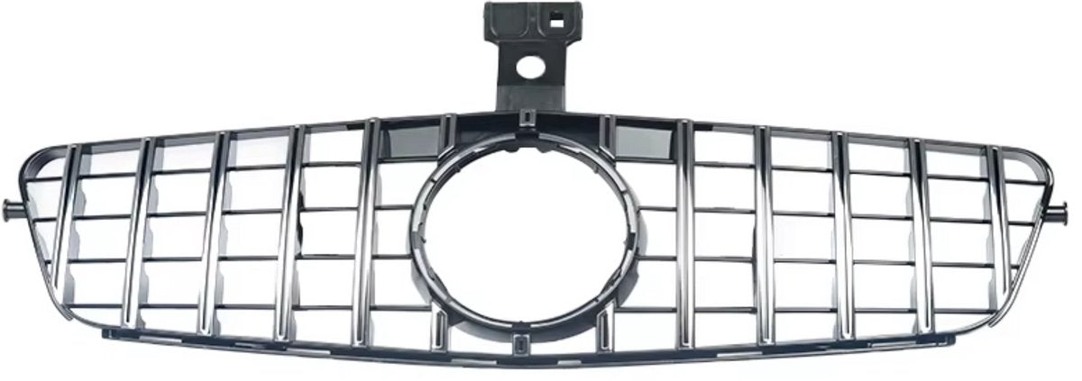 Voorbumper grille Minor - GTR Stijl - Chroom + Zwart - Auto Accessoires - Voor Mercedes W204 C250/C300/C350