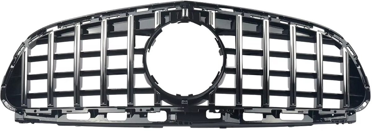 Voorbumper grille - GTR Stijl - Voor Mercedes W212 E-Klasse Sedan (2014-2016) - Chroom + Zwart - Auto Accessoires