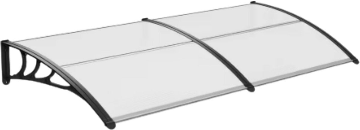 Deurluifel 190cm - Voordeurluifel - Zwart - Gebogen - Zonnescherm - Balkon luifel - Buitenluifel