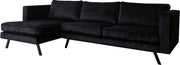 Happyment Hoekbank deluxe - Velvet - 3 zits - Bank - loungebank - lichtgrijs - 150x270 cm - Zwart
