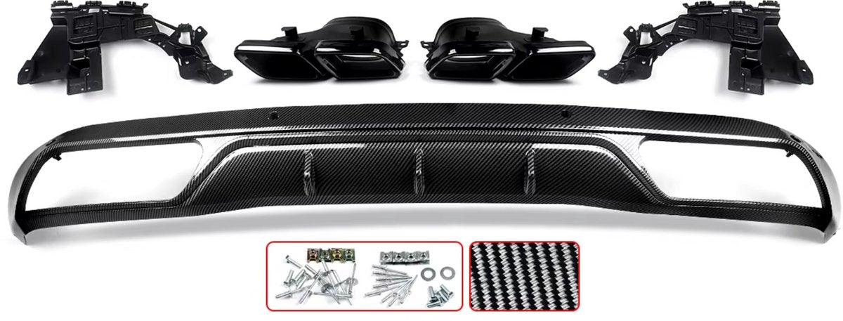 Achterbumper Diffuser met Uitlaat Tips - Voor Mercedes W205 C200/C300 Sedan (2015-2018)- Auto Accessoires