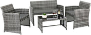 Happyment® Tuinset 4 persoons - Tuintafel met stoelen - Wasbare kussens - Tuinsets - Loungeset tuinmeubels - Black friday