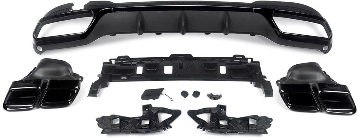 Diffuser Deluxe Vultran - Achterbumper Diffuser Deluxe - Voor Mercedes E-Klasse W212 (2014-2016) - AMG E63 Stijl - Glanzend Zwart - Auto Accessoires