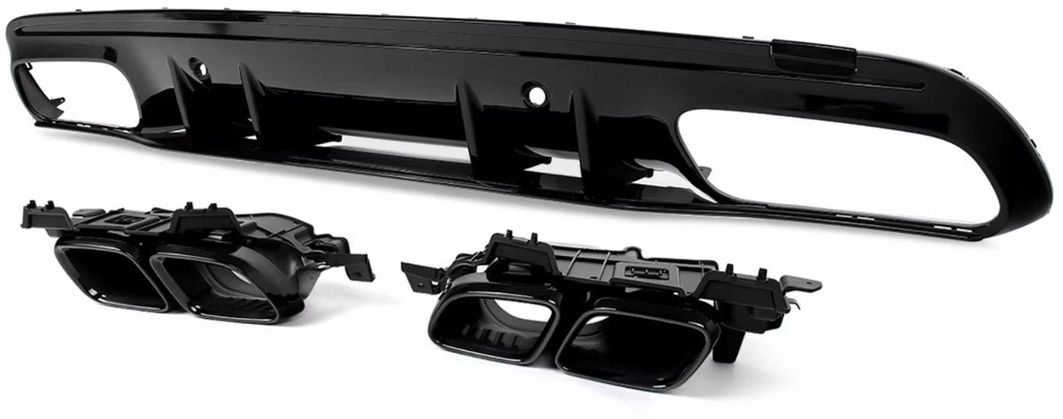 Achterbumper Diffuser Lip met Uitlaat Tips - Voor Mercedes C-Klasse W205 AMG-Lijn (2014-2021) - Auto Accessoires