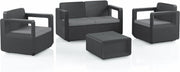 Happyment Luxe tuinset - 4 persoons - Loungeset tafel - Wasbare kussens - Tuinsets - Tuintafel met stoelen - Tuinmeubels