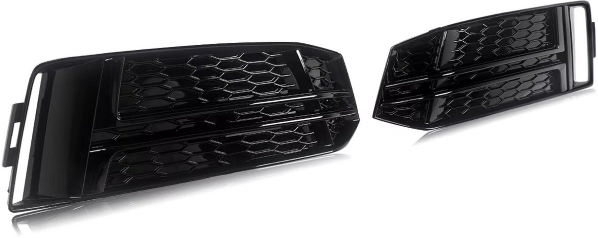 Mistlamp Grille Cover - Voor Audi A4/S4 B9 S-Line (2016-2018)- Zwart Honingraat - Gloss Zwart