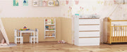1 Set Wit Veranderende Tafel - Voor Kinderkamer - Aankleedkussen en Dresser met 4 Laden - 80x75x109,2 cm Baby Opslag Unit